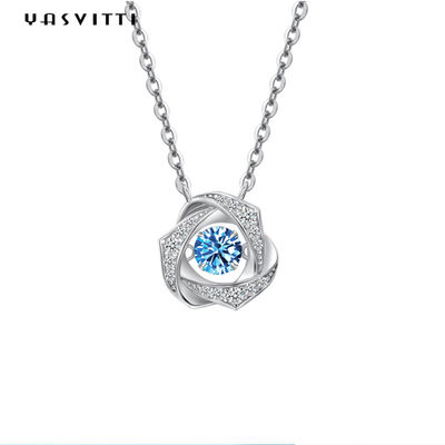 2g collana 1.64ft di biossido di zirconio di fidanzata 18k Sterling Silver Pendant Necklace Cubic