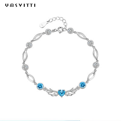 blu geometrico 925 Topaz Bracelet di 6.2g 0.21m Sterling Silver Jewelry Bracelets Inlaid