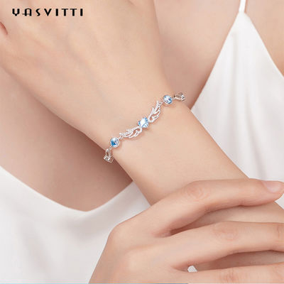 blu geometrico 925 Topaz Bracelet di 6.2g 0.21m Sterling Silver Jewelry Bracelets Inlaid