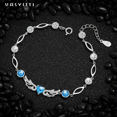 blu geometrico 925 Topaz Bracelet di 6.2g 0.21m Sterling Silver Jewelry Bracelets Inlaid