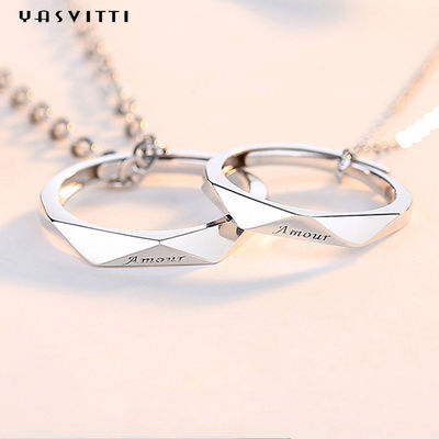 collana d'argento solida di acciaio inossidabile di Ring Necklace 0.14oz di amore di 2mm 33ft