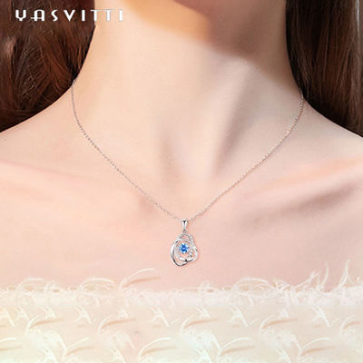 1,1 grammi 16.76mm Sterling Silver Jewelry Necklaces 5A CZ Sapphire Stone Necklace