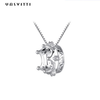 6.3in 3 collana cubica del pendente della corona di zircone di Sterling Silver Jewelry Necklaces 5A di grammo