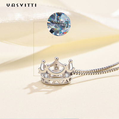 6.3in 3 collana cubica del pendente della corona di zircone di Sterling Silver Jewelry Necklaces 5A di grammo