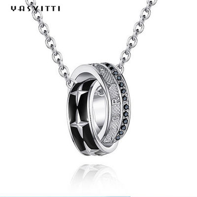 Frusti i gioielli 0.1oz 2.6ft doppio Ring Pendant Necklace 316L di acciaio inossidabile
