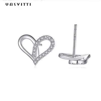 7.7x9.5mm 1.1g Sterling Silver Heart Earrings Platinum hanno placcato le gocce d'argento dell'orecchio