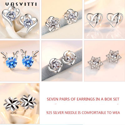 l'orecchino di amore dello SGS di 92,5% 1.5g Antler Sterling Silver Jewelry Sets ha messo Antler blu