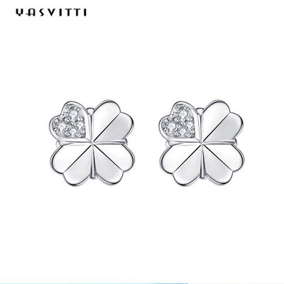 ODM di Sterling Silver Earrings degli orecchini 925 del perno del quadrifoglio 0.07oz di 0.7cm