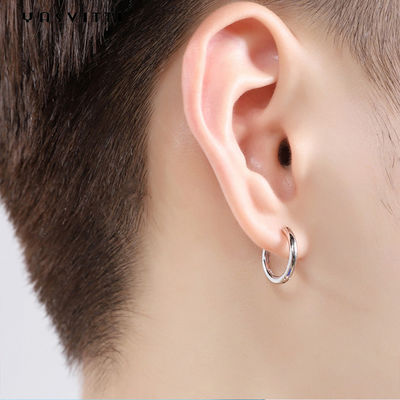 orecchini del cerchio dell'acciaio inossidabile degli uomini di 0.07oz 0.12cm Sterling Silver Jewelry Earrings 316L