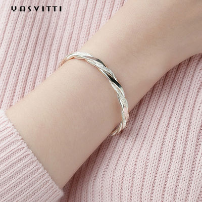 il rodio del braccialetto del polsino di torsione di 3g 13cm ha placcato i braccialetti d'argento della CZ 925