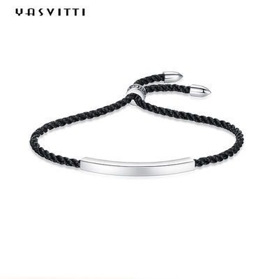 braccialetti d'argento fatti a mano della palla 3.5g di 0.59ft del cursore della corda d'argento del braccialetto 316L ss
