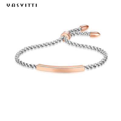 braccialetti d'argento fatti a mano della palla 3.5g di 0.59ft del cursore della corda d'argento del braccialetto 316L ss
