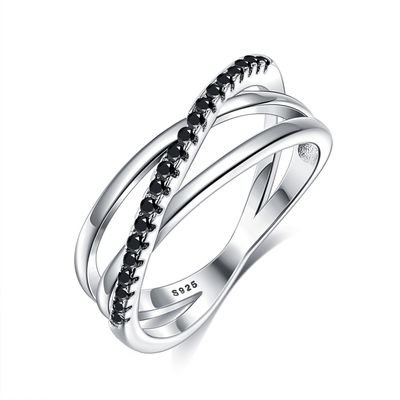 SGS di Diamond Ring di triplo di 2.1g 0.172cm Sterling Silver Jewelry Rings 5A CZ