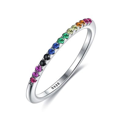 anello senza piombo di colore dell'arcobaleno del ODM di 21.1mm 1.2g Sterling Silver Jewelry Rings