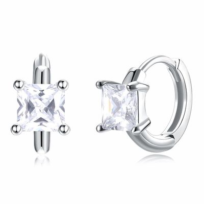 1.2cm 316L ss quadrano gli orecchini 3A CZ Sterling Silver Stud Earrings di zircone