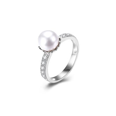 15.8mm fidanzata Sterling Silver Ring del ODM di Diamond Ring a forma di perla da 1,38 grammi