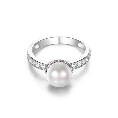 15.8mm fidanzata Sterling Silver Ring del ODM di Diamond Ring a forma di perla da 1,38 grammi
