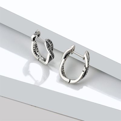 gli orecchini del cerchio intrecciati 1.7g di 0.5in torcono il ODM di Brincos Sterling Silver Studs Party