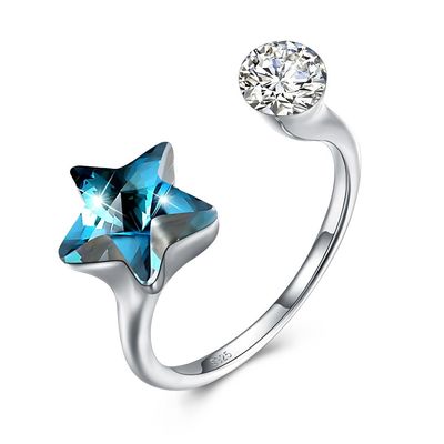 SGS di Diamond Ring della stella di 10x17mm 3.23g 925 Sterling Silver Rings Platinum Plated
