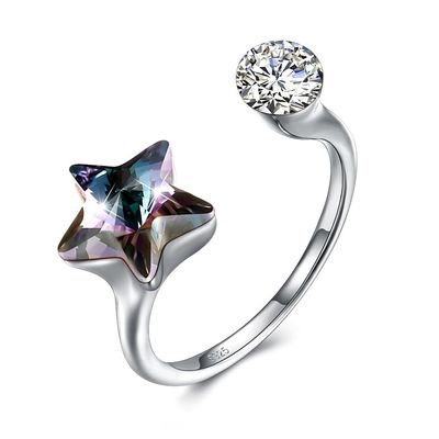 SGS di Diamond Ring della stella di 10x17mm 3.23g 925 Sterling Silver Rings Platinum Plated