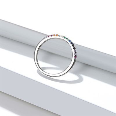 anello senza piombo di colore dell'arcobaleno del ODM di 21.1mm 1.2g Sterling Silver Jewelry Rings