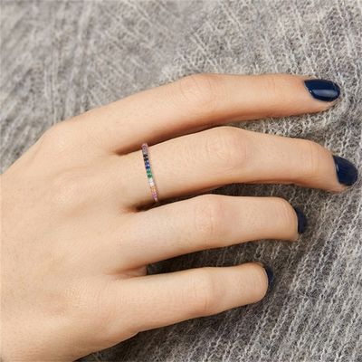 anello senza piombo di colore dell'arcobaleno del ODM di 21.1mm 1.2g Sterling Silver Jewelry Rings