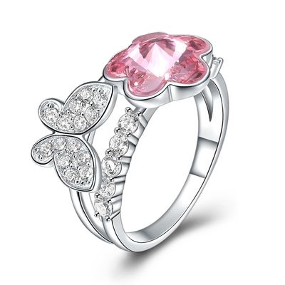 anello rosa della farfalla di doratura di 3g 1.1cm Sterling Silver Jewelry Rings 18k