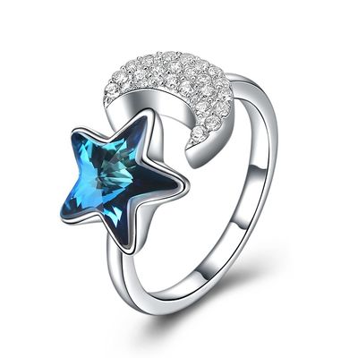 zircone 925 Sterling Silver Rings dell'anello 5A della luna 0.04oz e della stella di 11mm