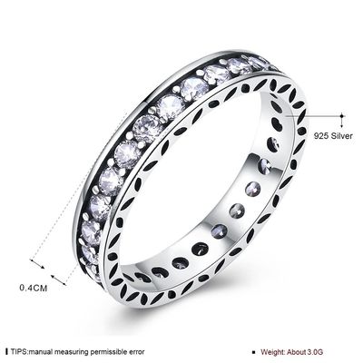 Anello di pietra di tennis di Sterling Silver 925 AAA CZ