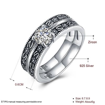 Insieme delle fedi nuziali di impegno di Sterling Silver Diamond Studded Cluster del classico 925 di alta qualità