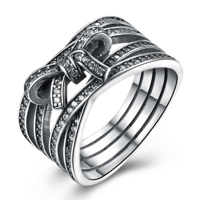 925 Sterling Silver Bowknot Finger Ring con il regalo dei gioielli di Crystal Women Ring European Original