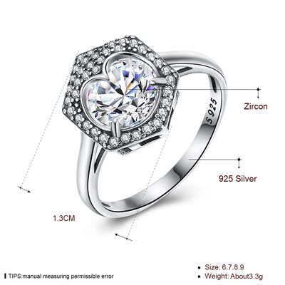 Zircone di lusso Diamond Ring delle frecce del cuore otto dell'argento otto di Ring Couples S925 di nozze dei gioielli