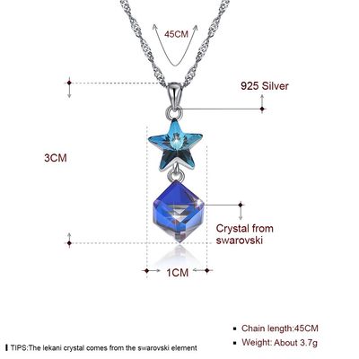 ODM Sterling Silver Diamond Necklace della collana della stella di zircone di 5A 3.7g 45cm
