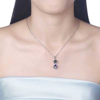 ODM Sterling Silver Diamond Necklace della collana della stella di zircone di 5A 3.7g 45cm