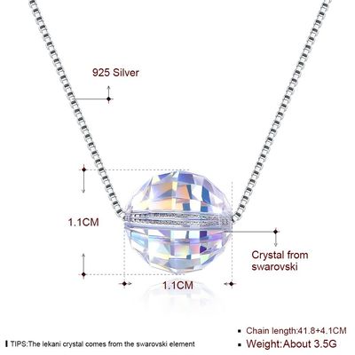 palla Aurora Crystal Diamond Necklace di 3.5g 17in Sterling Silver Jewelry Necklaces 8mm