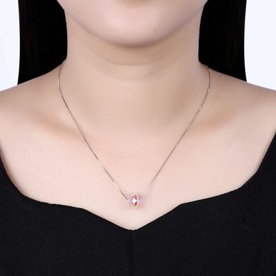 SGS di 43cm Crystal Ball Pendant Necklace 18k Valentine Antique Silver Necklace