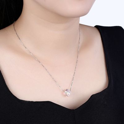 SGS di 43cm Crystal Ball Pendant Necklace 18k Valentine Antique Silver Necklace