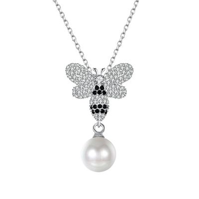 Perla 3.93g Sterling Silver Jewelry Necklaces del cristallo 0.27in della farfalla del ODM di modo