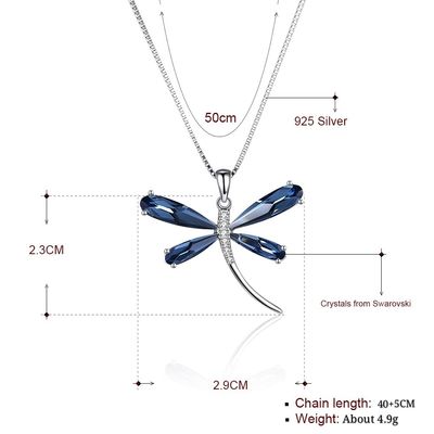 29mm 5 SGS della collana dell'argento S925 della collana 20in del pendente della libellula di grammo
