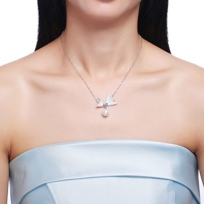 catena 6.1g Sterling Silver Jewelry Necklaces della farfalla 14,7 d'acqua dolce della perla di 10mm»