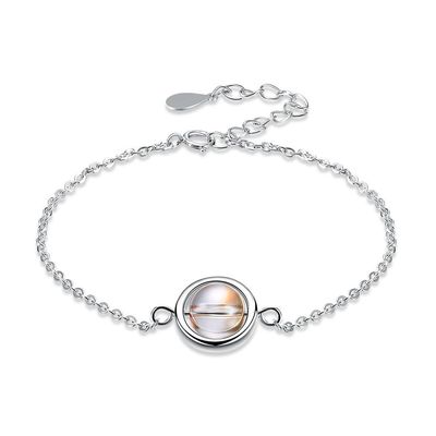 braccialetto rotondo regolabile della perla di 0.64ft 2.4g Sterling Silver Slider Bracelets S925