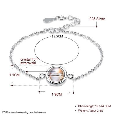 braccialetto rotondo regolabile della perla di 0.64ft 2.4g Sterling Silver Slider Bracelets S925
