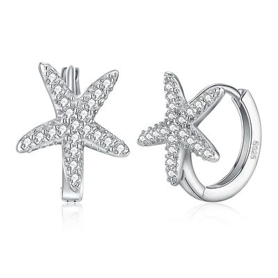 orecchino di zircone delle stelle marine di 1x1cm 1.32g Sterling Silver Jewelry Earrings 5A
