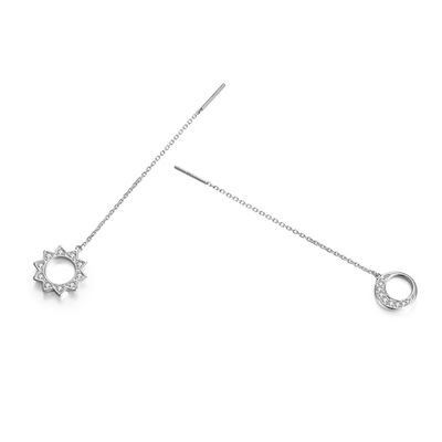 Stering argenta 925 nappe lunghe aggancia gli orecchini asimmetrici della luna &amp; della stella