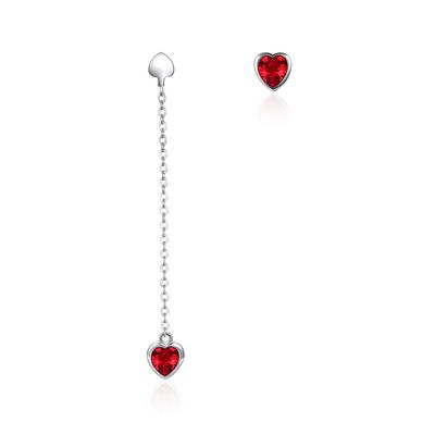 ODM a catena degli orecchini di goccia lunga di 0.58m 3.3g Sterling Silver Heart Earrings Zircon