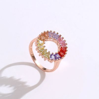 graduazione Rose Gold Vermeil Ring delle donne dell'anello di fidanzamento di zircone 3.4g di 14.1mm