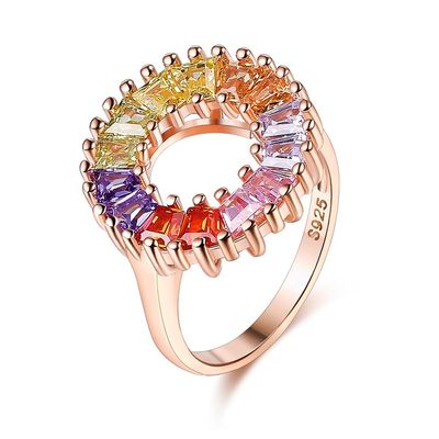 graduazione Rose Gold Vermeil Ring delle donne dell'anello di fidanzamento di zircone 3.4g di 14.1mm