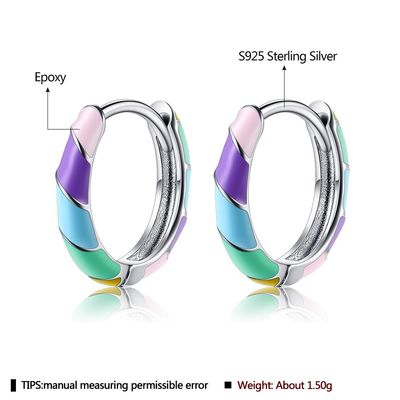 2.5x20mm ODM variopinto degli orecchini del cerchio di Sterling Silver Jewelry Earrings S925 da 1 grammo