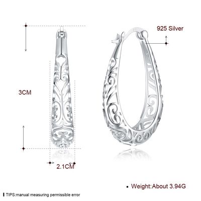 l'oro della luce dell'orecchino del metallo della lega d'argento di 3x2.1cm ha lucidato Sterling Platinum Plated