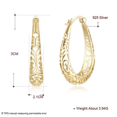 l'oro della luce dell'orecchino del metallo della lega d'argento di 3x2.1cm ha lucidato Sterling Platinum Plated